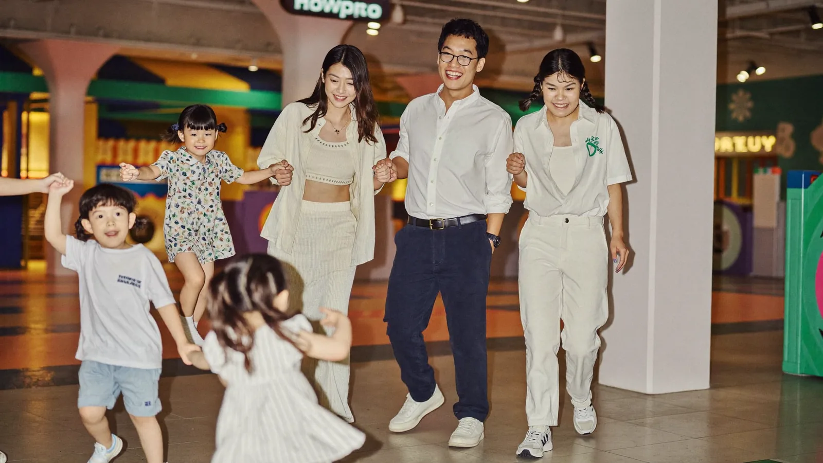 Children on a family day out in Hong Kong during the summer holidays
